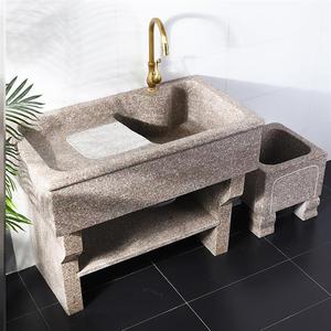 2021露天洗衣台 户外 室外大理石阳台带搓板石材洗衣池庭院石头水