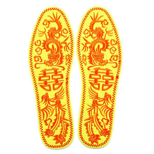 黄色鞋垫结婚绣花鞋垫男女四季可用加厚全棉结婚成品新款刺绣鞋垫