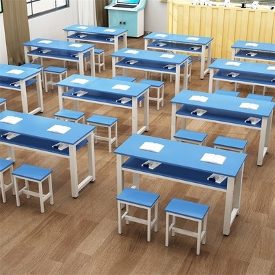 000人付款淘宝学生教室彩色课桌椅双层抽屉画室辅导班单双人三人k位