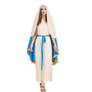 古以色列圣母玛利亚角色扮演服装 成人女万圣节virgin mary cos服_阿
