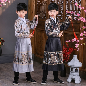 锦衣卫儿童汉服古装汉服男童武侠中国风飞鱼服麒麟明制交领女童服
