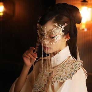 面帘古风遮脸珠帘面纱遮脸直播面具半脸女古装公主网红流苏汉服饰