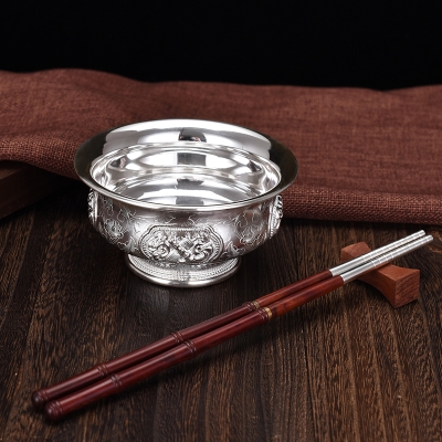 西藏藏族民族风藏式s999纯银足银碗瓦扎木结婚用品藏饰0人付款1458