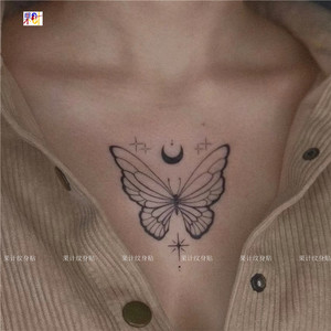 天使纹身贴黑白