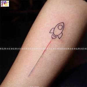 果计tattoo火箭简约纹身贴泫雅线条彩色黑白手臂生命线可爱纹身贴