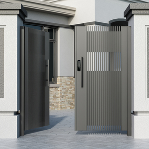 定制铁艺庭院门不锈钢别墅花园双开大门入户单开门简约现代庭院门