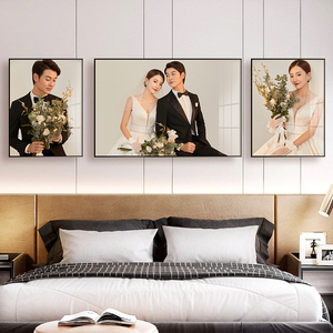 卧室床头婚纱照结婚照相框放大挂墙冲洗套装照片精修做成定制组合
