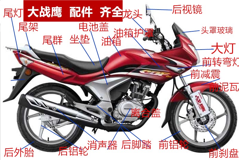 适用于新大洲本田大战鹰150-a/b/c导流罩头罩油箱仪表摩托车配件