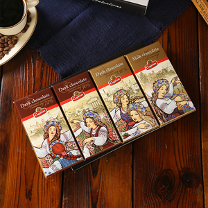 俄罗斯黑巧克力可可脂进口斯巴达克花仙子85g盒装排块牛奶巧克力
