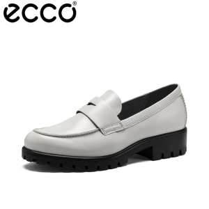 ECCO爱步女鞋乐福鞋女复古英伦风厚底单鞋通勤小皮鞋 摩登490013