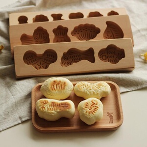 七巧果模具面卡子面食模具压花家用烘焙巧果饽花木质花样立体模.
