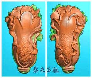 扫描无线条双面深雕白菜挂件百财精雕图浮雕玉雕灰度图jdpbmp雕刻