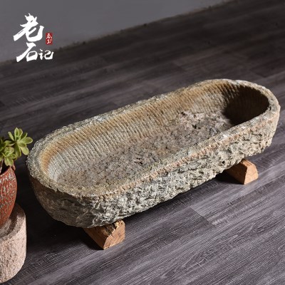 新品庭老马槽旧石器户外老石槽花盆水槽鱼缸q典观牛槽景院流水摆