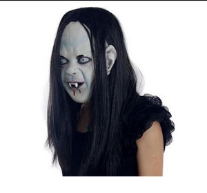 日本购万圣节恐怖魔女面具咒怨贞子p鬼怪面具恐怖套头面具黑发