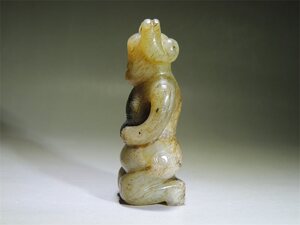 向阳居古玉老玉 老和田玉和田籽料 西周春秋国玉跪人雕件小摆件