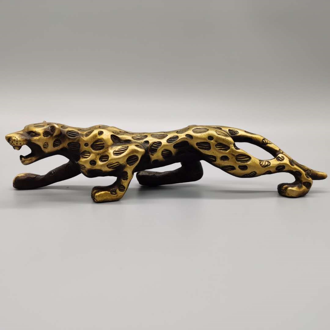 金钱豹汽车摆件高档车载家p居办公室客厅风水礼品纯铜豹子招财