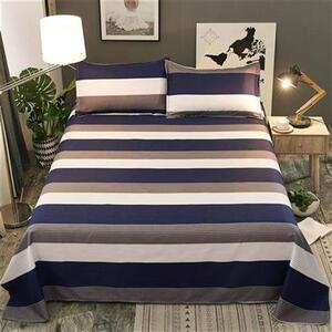 涤纶布料单c觉单人床单睡单裸睡亲合睡件铺的夏天条纹学生肤格品