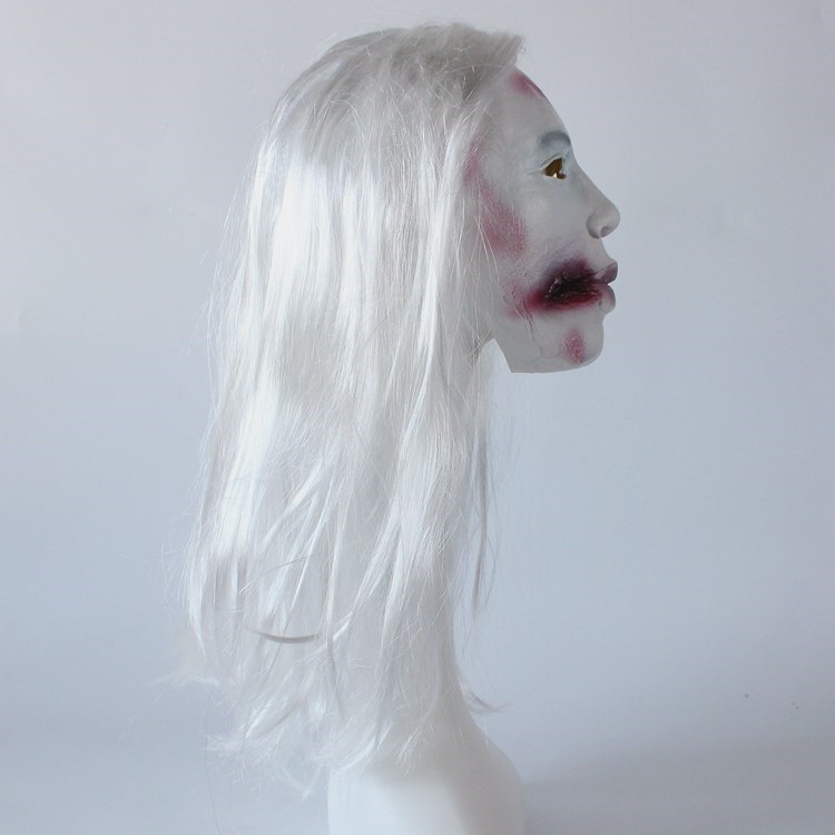万圣女鬼cos白发贞子恐怖 吸血鬼面具鬼脸恐怖演出道具成人脸恐怖