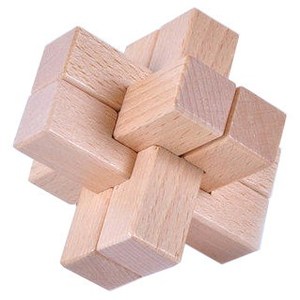 彩色六柱孔明锁原木经典鲁班锁 diy材料包科技小制作创意益智玩具