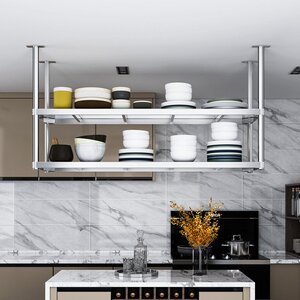 不锈钢吊架置物架厨房餐厅酒吧吧台客厅房顶吊顶吊柜悬挂花架装饰