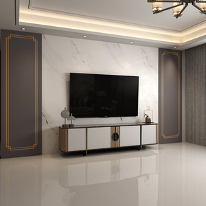 定k制新中式客厅卧室背景墙轻奢护墙板镶嵌金属条边框木饰面装饰