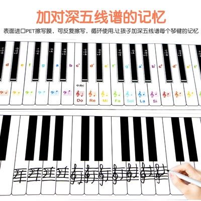 88键标准钢琴键盘儿童入门初学基础识谱磁指法对照五线谱表图教具