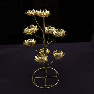 九品九盏九星灯莲花酥油佛供灯灯座灯架升佛具烛台供佛灯.