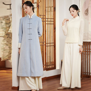 茶艺师服装女冬季套装