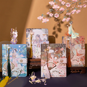 pu磁扣本日记本子创意中国风复古插画文艺精致高颜值手帐本笔记本子