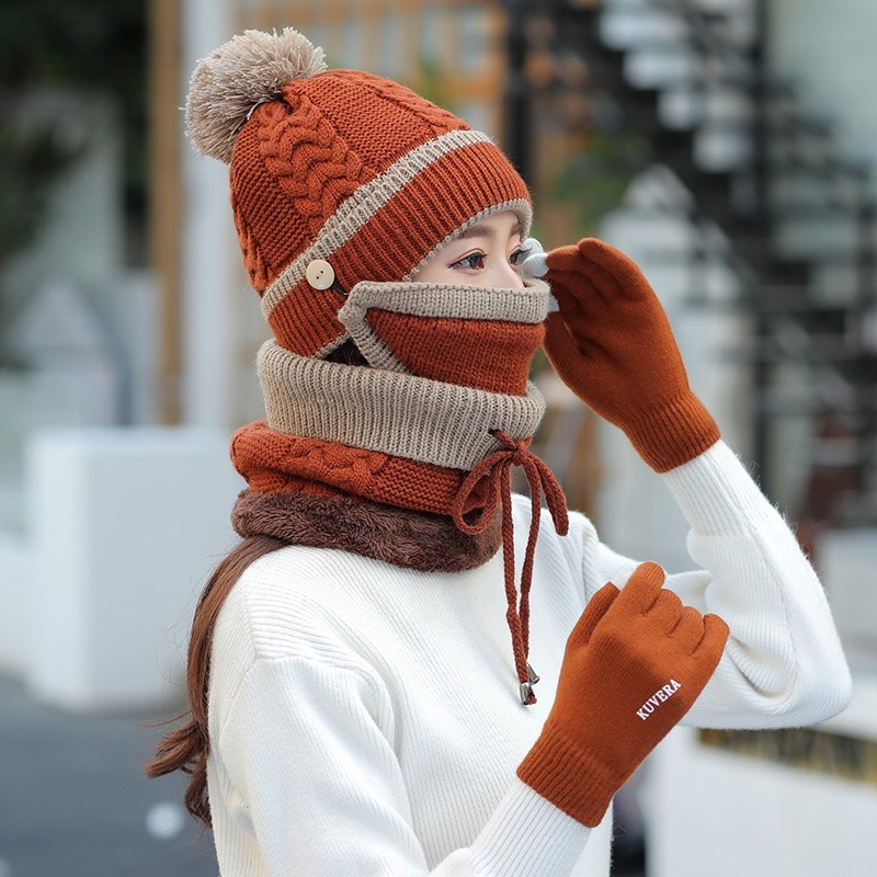 帽子和围巾一体学生