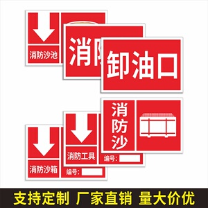 消防沙池标识牌卸油口指示牌消防沙标牌加油站标志牌消防沙箱警.