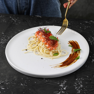 酒店餐具纯平西餐盘子餐厅饭店专用凉菜意境菜牛扒牛排盘陶瓷纯平