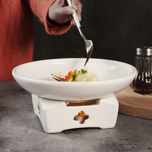 加热保温圆碗酒店明炉餐具餐厅私房菜陶瓷汤盘意境菜碟子商用中式