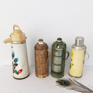 老物件暖水壶老式热水壶民俗怀旧铁皮暖瓶保温壶杂项收藏道具摆件