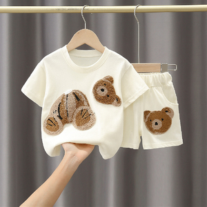 婴儿衣服夏季纯棉薄款短袖套装分体6七8九10个月一岁男女宝宝夏装