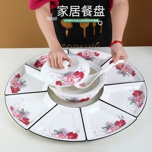 网红大拼盘团圆碗碟拼盘陶瓷餐具组合家庭聚餐盘拼碟摆盘碗筷套装