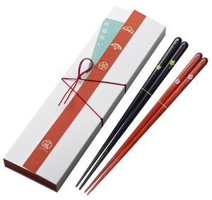 issou日本高级对筷礼盒夫妻情侣筷子新婚礼物黑檀紫檀四叶草