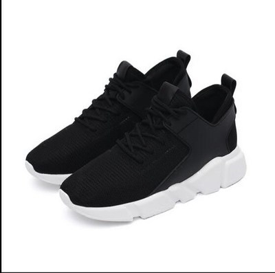 黑面白底帆布运动鞋春季透气轻便女鞋i厚底情侣鞋休闲网面旅游鞋