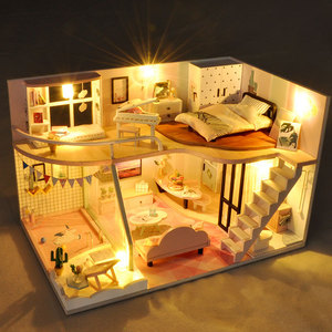 diy小屋粉色娃娃屋浪漫装饰纯手工制作女生木质模型都挺好小房子