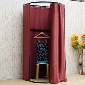 服装店试衣间挂帘轨道屏风移动换衣服遮挡布帘女装遮光架子加厚.