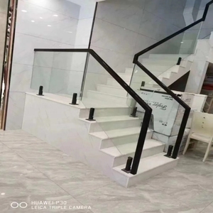 楼梯栏杆梯步钢化玻璃扶手安装护栏石材白钢可定制简约测量免开孔