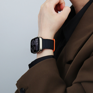 适用苹果Ultra2手表表带iwatch9新款applewatch三株硅胶磁吸s9手表带男女高级49mm运动腕带8765代夏天se拼色