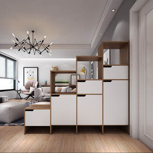 高低阶梯式鞋柜组合g家用门口玄关柜换鞋凳一体北欧客厅隔断柜定