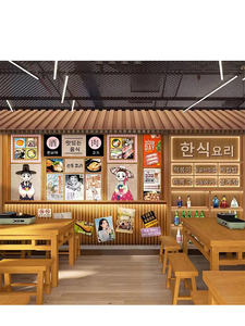 朝鲜民族风主题壁纸韩式烤肉店墙纸韩国料理餐厅特色背景墙布壁画