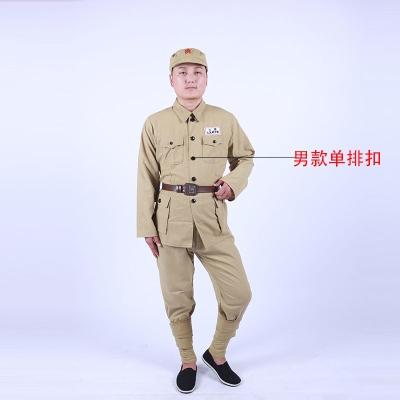 服50解放土黄色志愿军式人民演出抗美援朝男女军装套装服装中国