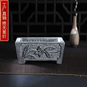 铜钱盆景花盆石菖蒲青石草盆仿古树意专用发财禅方形大口径