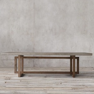 北欧复古实木办公桌仿水泥色会议桌个性创意洽谈桌大型长桌子书桌