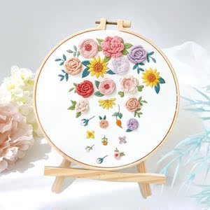 喜字刺绣diy初级新手工创意刺绣diy材料包十字绣欧式装饰小挂摆件