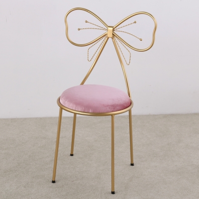 现代简z约卧室靠背公主美甲化妆椅蝴蝶结椅子网红少女心梳妆台凳