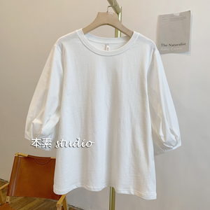 【泡泡梦2.0】M9852纯色圆领泡泡袖T恤
